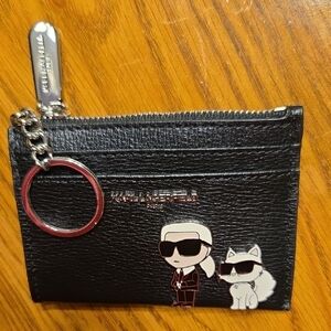 Karl Lagerfeld Black Card Holder/Coin Pouch with Keychain
